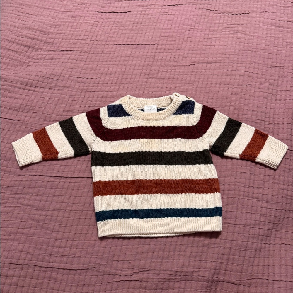 Edgehill Collection Striped Kids Sweater - Cream, Brown, Blue, Red